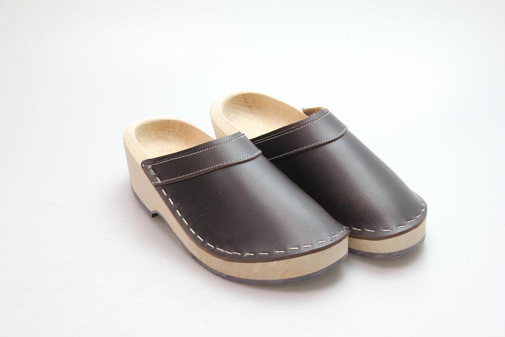 Holzschuhe in Leder ohne Schnalle